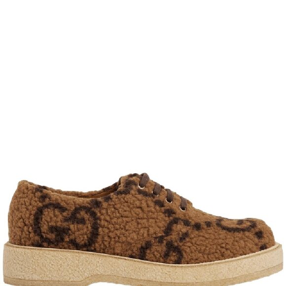 Gucci 719712 Hooper Men\'s‎ Brown Lace up Knit Fur GG shoe, Sz. Gucci 9 main image 8